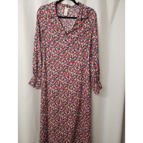 H&M Women's Dress Size Small Floral Print Button Long Sleeves Teacher Work Fall - Picture 1 of 6
